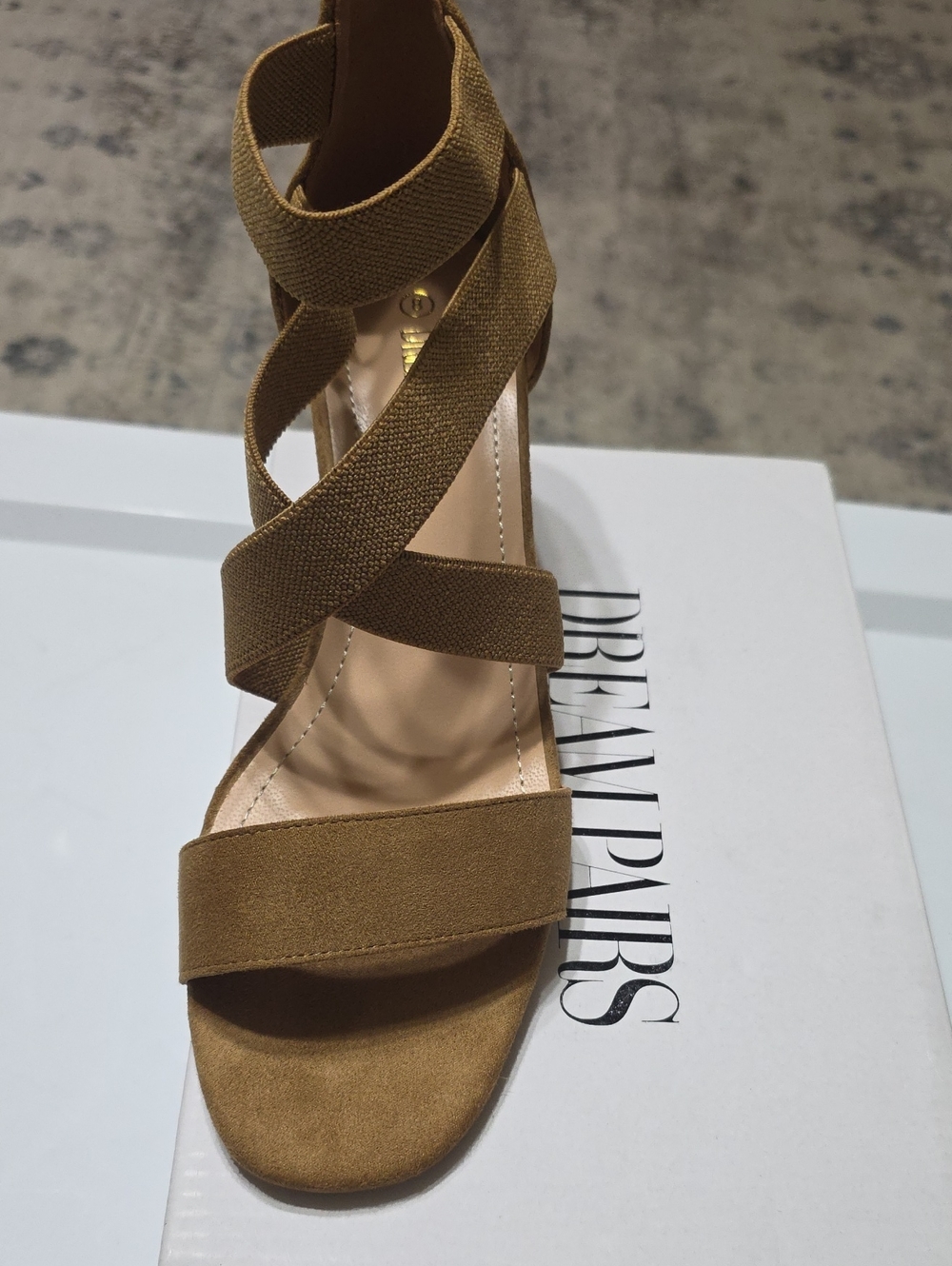 Dream Pairs Tan Crisscross Strap High Heel Sandal